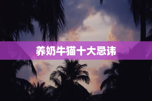 养奶牛猫十大忌讳