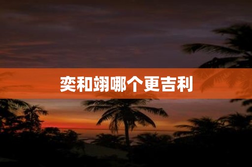 奕和翊哪个更吉利