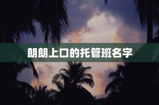 朗朗上口的托管班名字