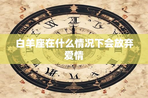 白羊座在什么情况下会放弃爱情